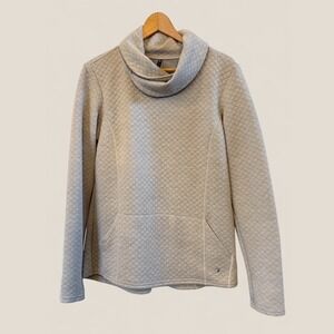 Kuhl Women's Athena Cowl Neck Kangaroo Pocket Oatmeal Color Quilted Pullover M